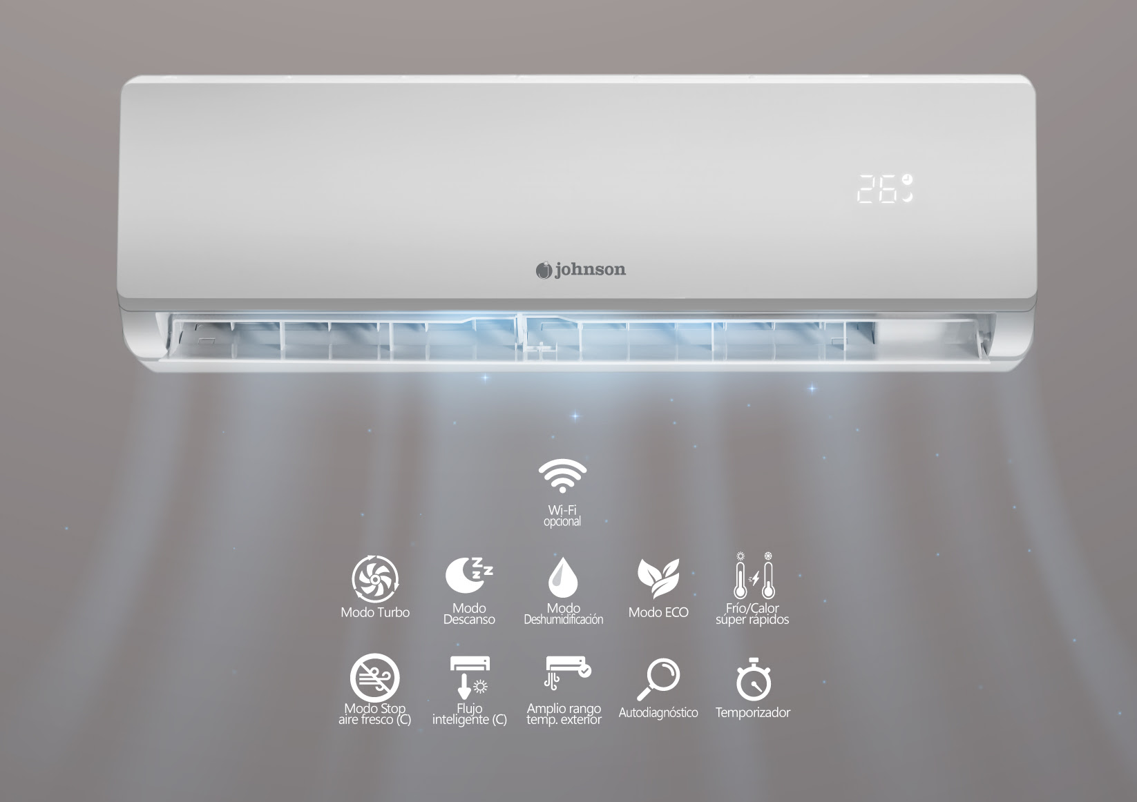 Aire Acondicionado Johnson Liceo25Nt Cjto Split  2236Fg Wifi Incluido R32 A++,  Unidad Interior Split Pared 2236Fg Wifi, Unidad Exterior Split Pared 2236Fg Liceo